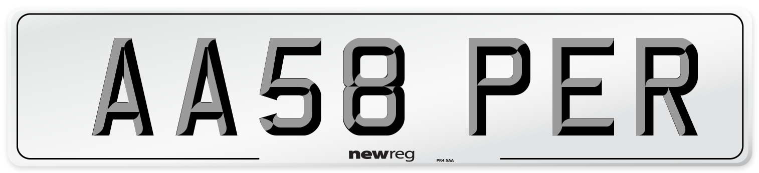 AA58 PER Number Plate from New Reg